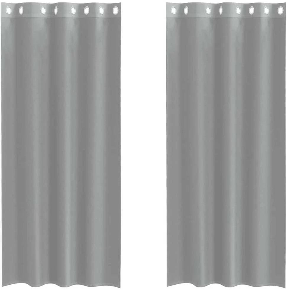 Voile užuolaidos su įvorėmis, 2vnt., šviesiai pilkas, 140x225cm
