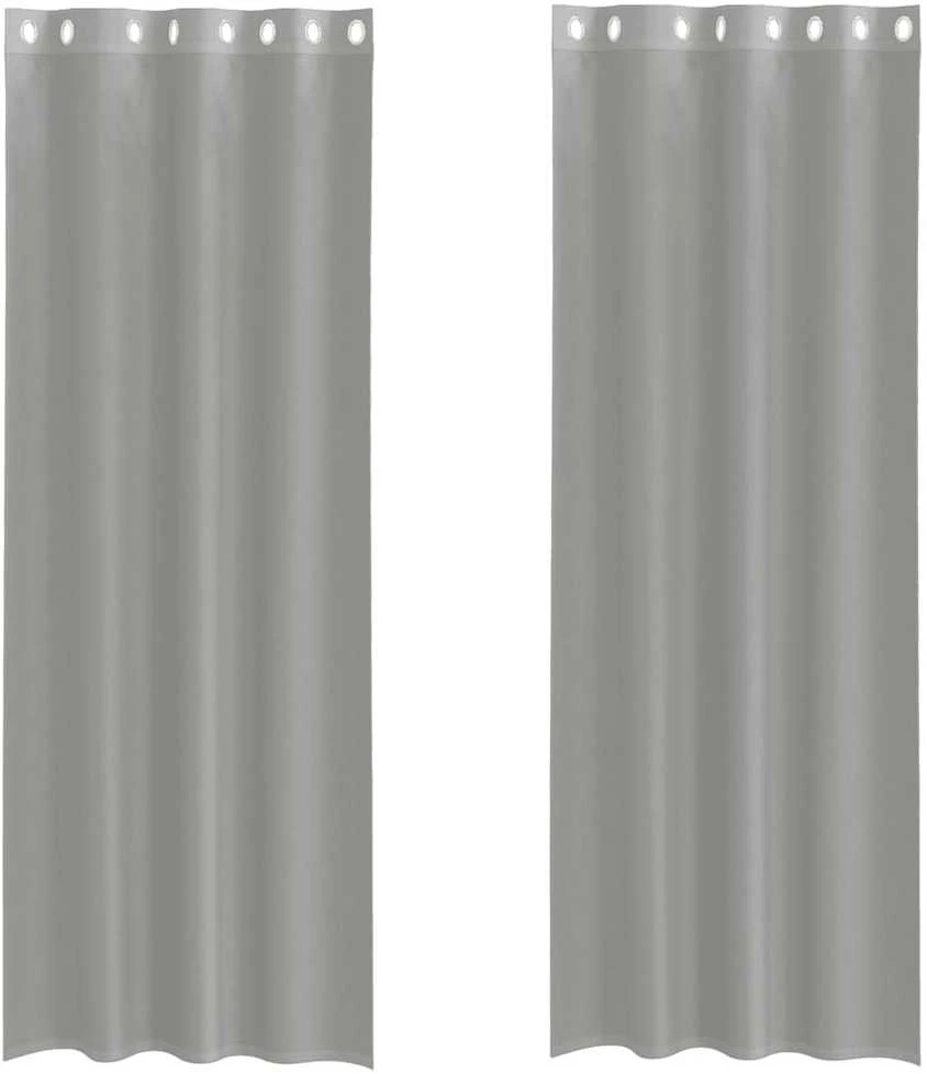 Voile užuolaidos su įvorėmis, 2vnt., šviesiai pilkas, 140x260cm