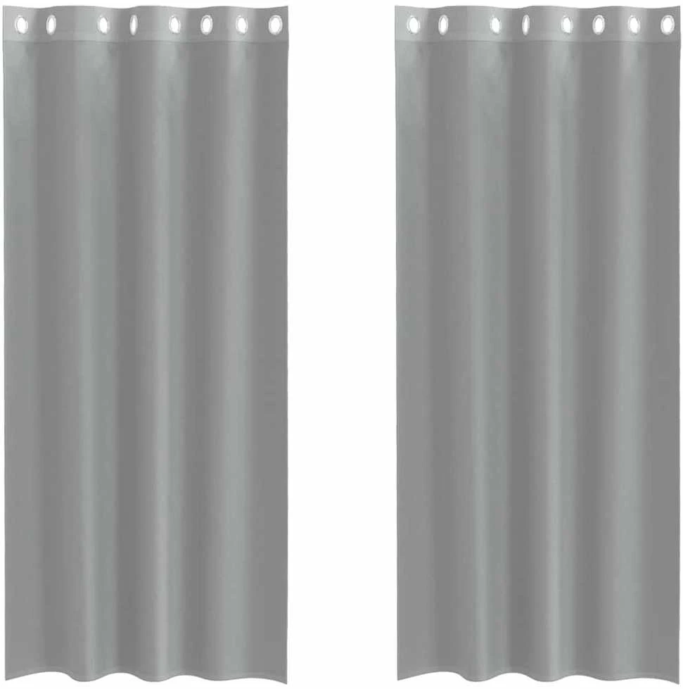 Voile užuolaidos su įvorėmis, 2vnt., šviesiai pilkas, 140x245cm
