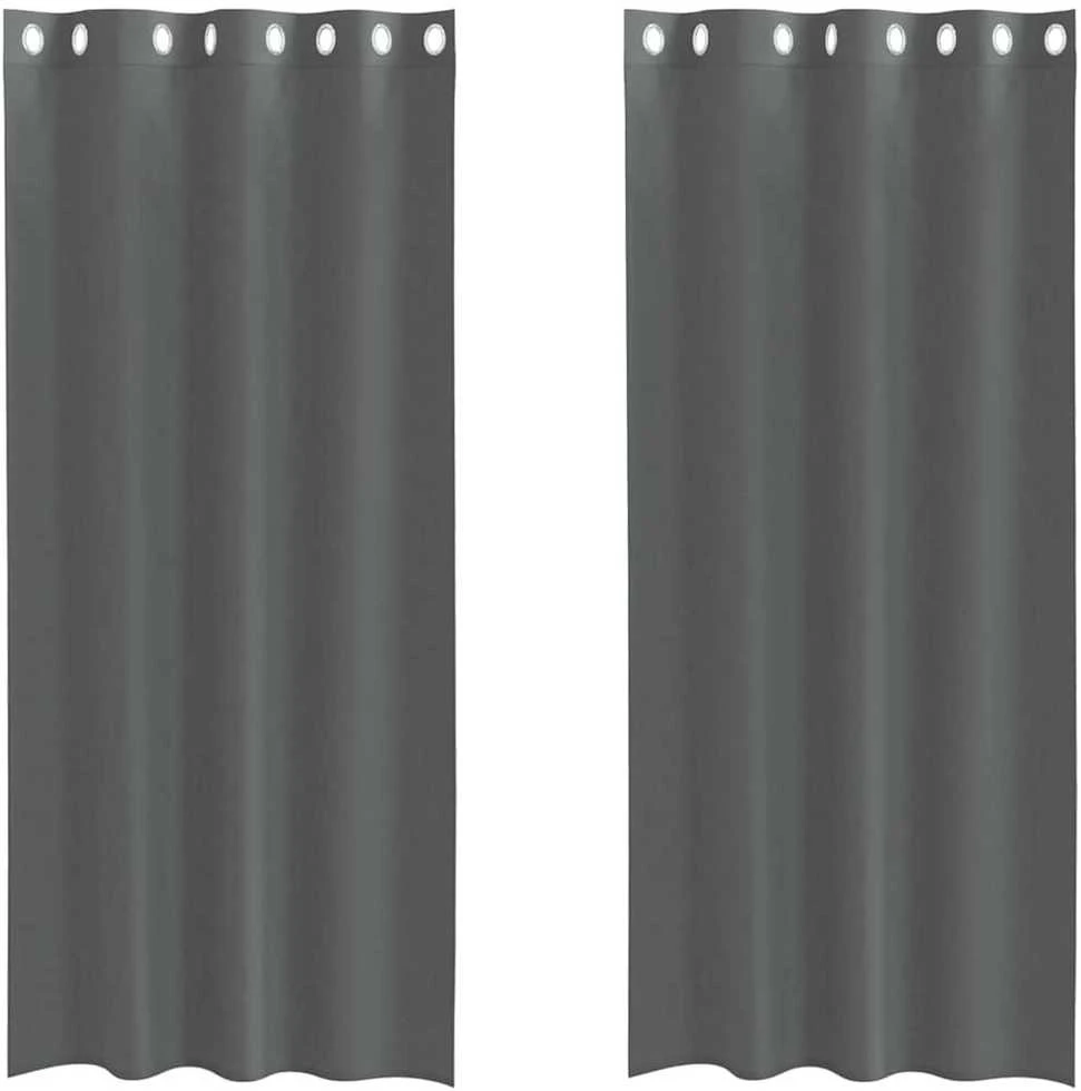 Voile užuolaidos su įvorėmis, 2vnt., tamsiai pilkas, 140x245cm