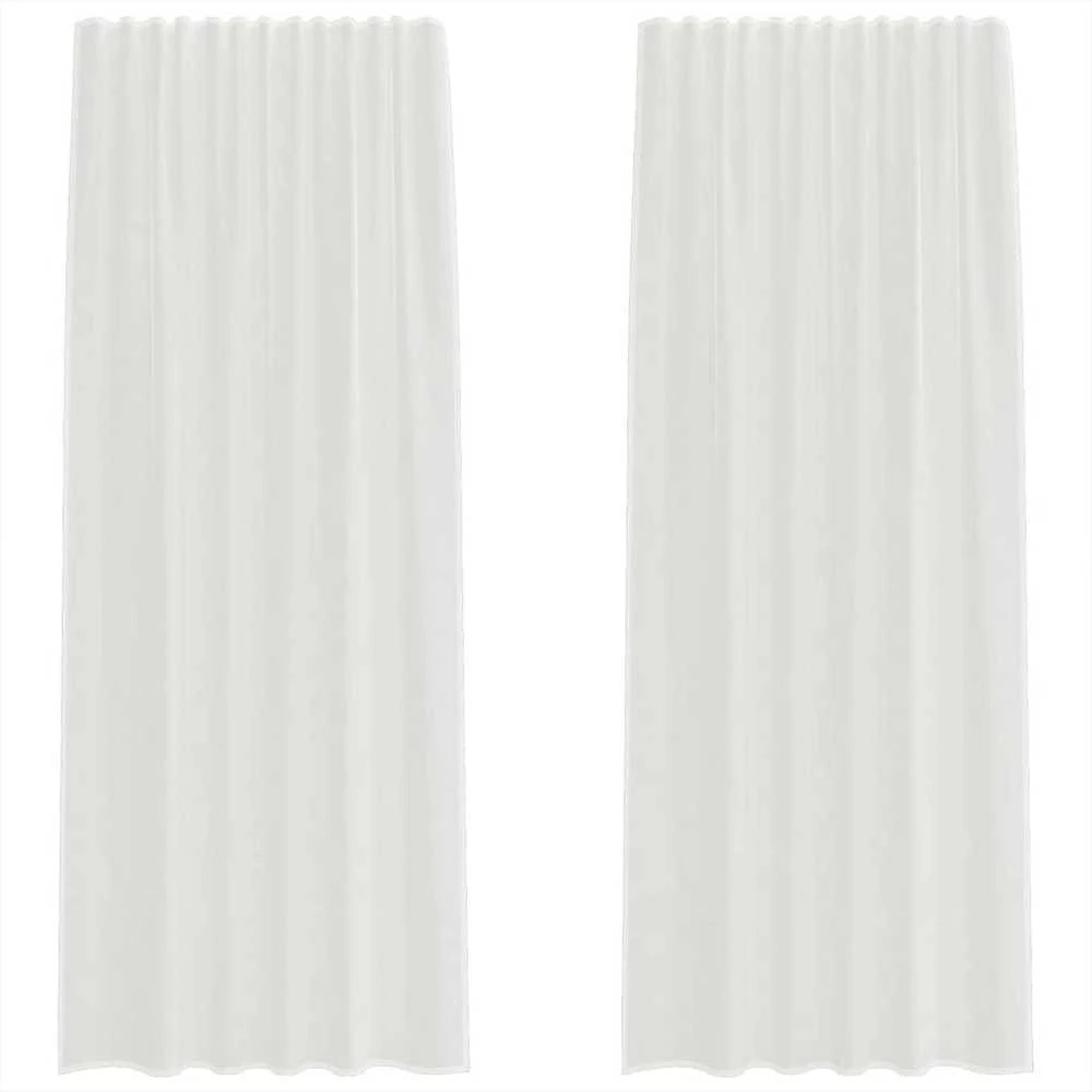 Voile užuolaidos su kilpomis, 2vnt., baltos spalvos, 140x225cm
