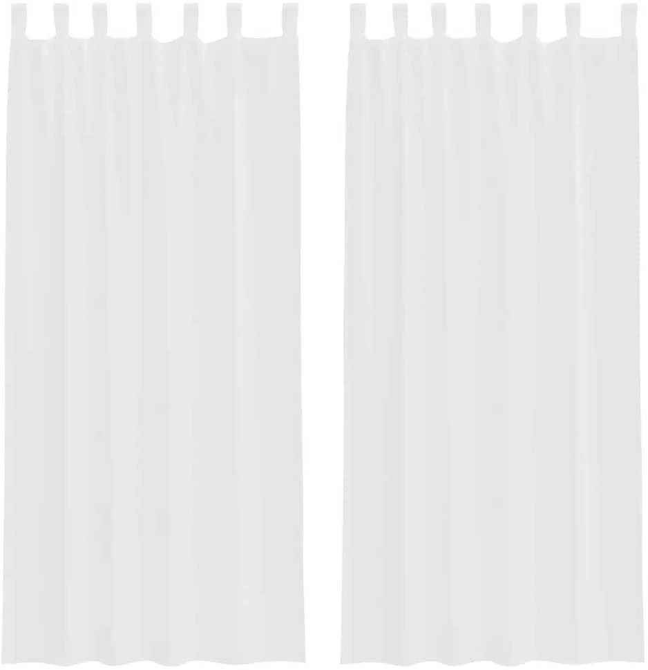 Voile užuolaidos su kilpomis, 2vnt., baltos spalvos, 140x225cm