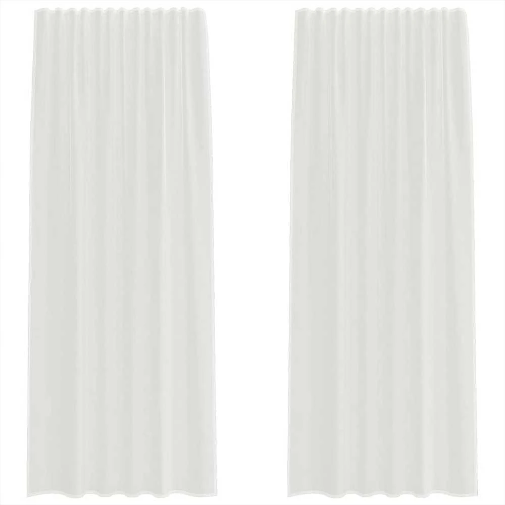Voile užuolaidos su kilpomis, 2vnt., baltos spalvos, 140x245cm