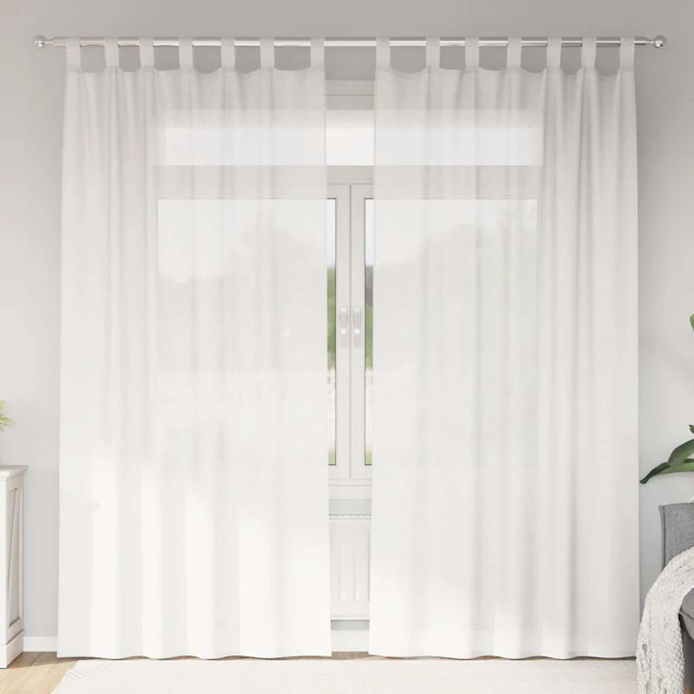 Voile užuolaidos su kilpomis, 2vnt., baltos spalvos, 140x245cm