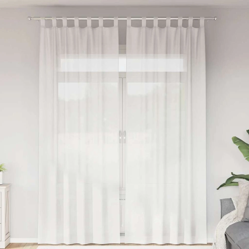 Voile užuolaidos su kilpomis, 2vnt., baltos spalvos, 140x260cm