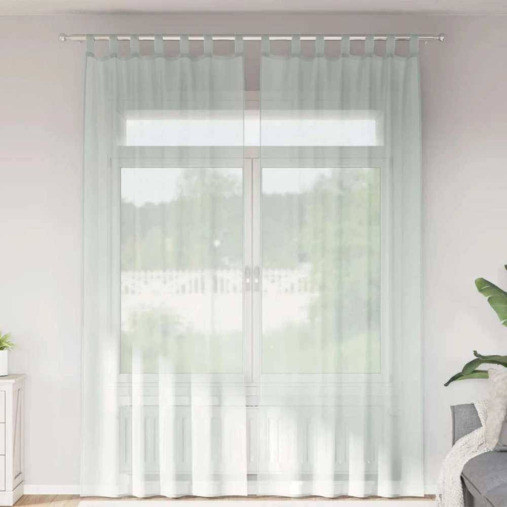Voile užuolaidos su kilpomis, 2vnt., šviesiai pilkas, 140x260cm
