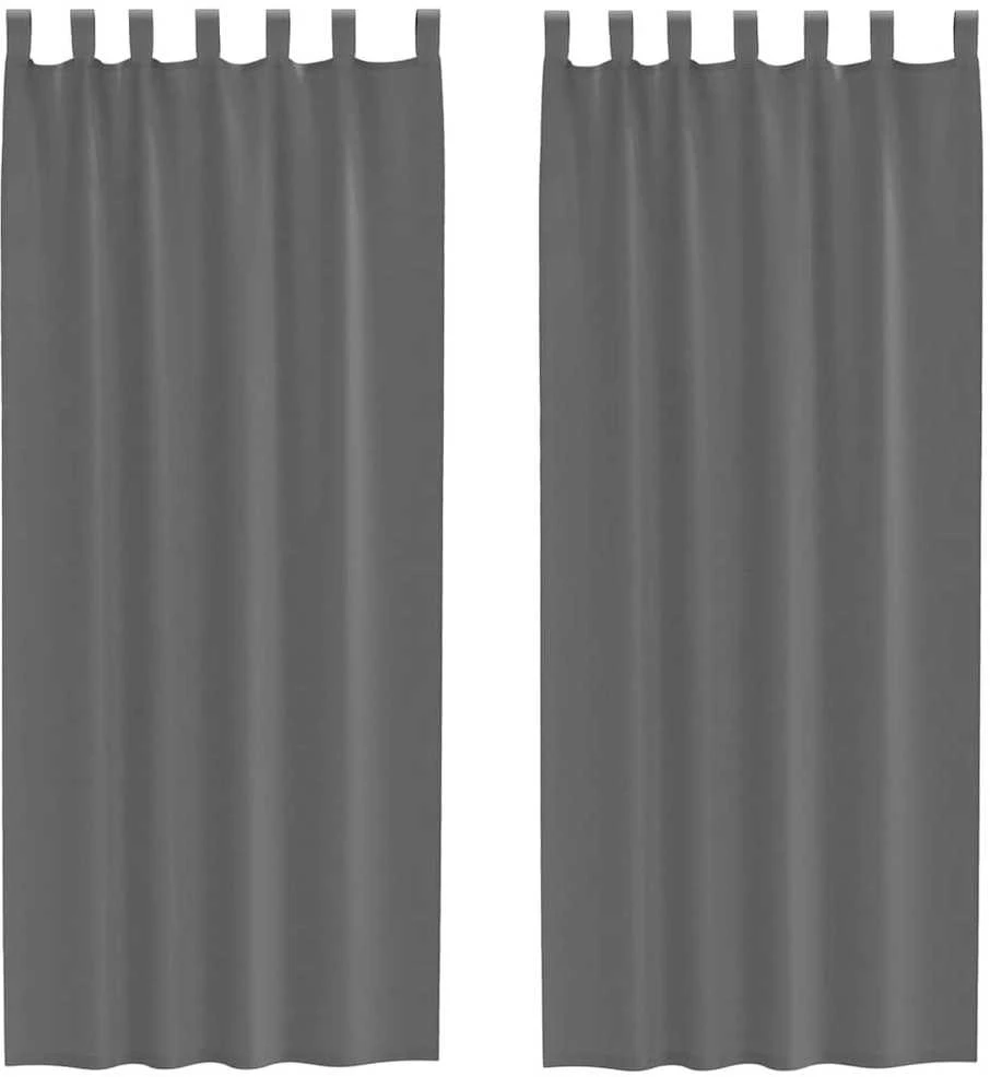 Voile užuolaidos su kilpomis, 2vnt., tamsiai pilkas, 140x260cm