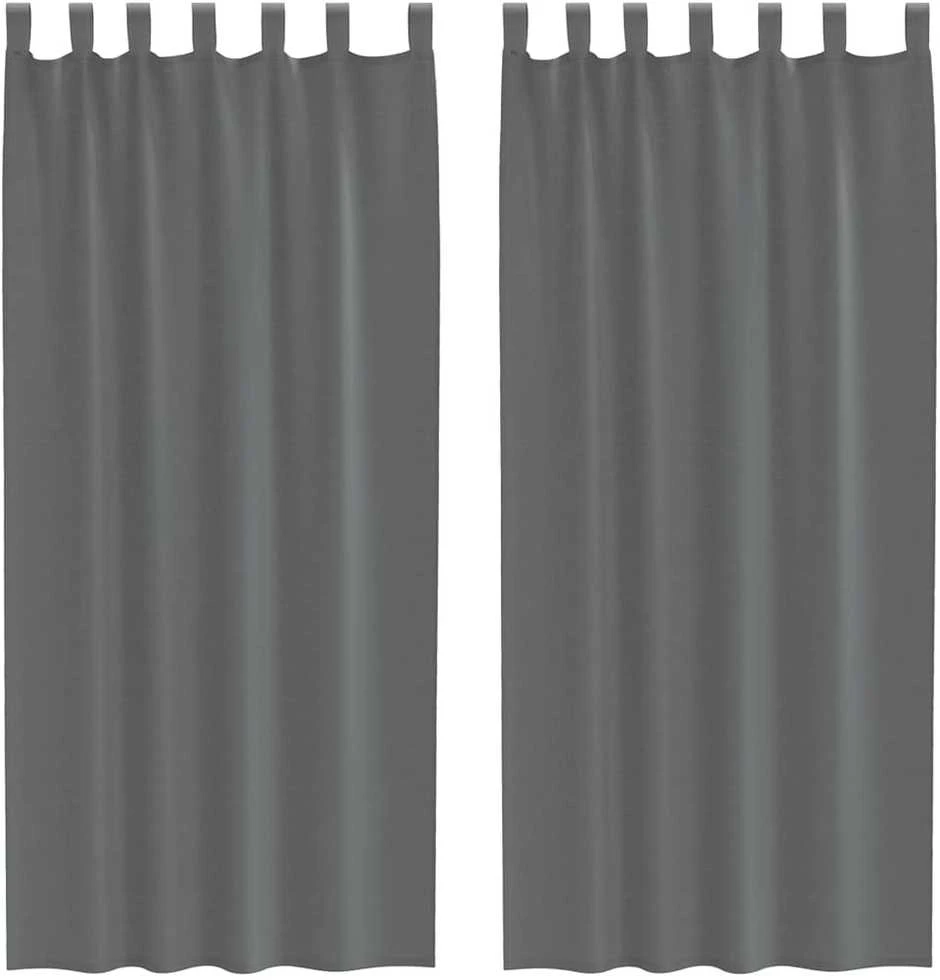 Voile užuolaidos su kilpomis, 2vnt., tamsiai pilkas, 140x245cm