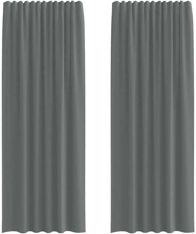 Voile užuolaidos su kilpomis, 2vnt., tamsiai pilkas, 140x260cm