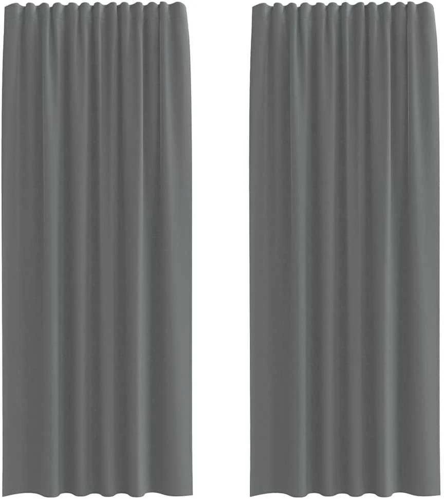 Voile užuolaidos su kilpomis, 2vnt., tamsiai pilkas, 140x245cm
