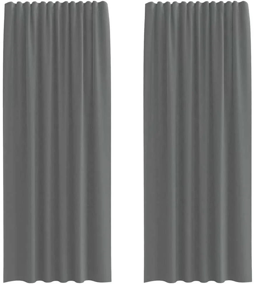 Voile užuolaidos su kilpomis, 2vnt., tamsiai pilkas, 140x225cm