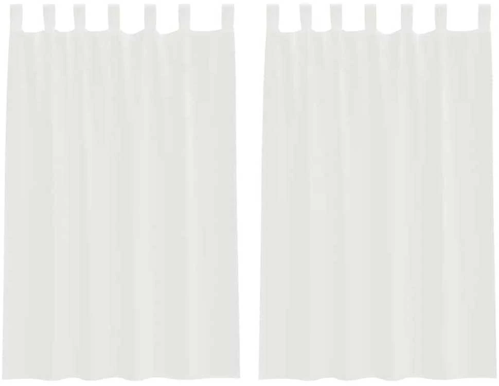 Voile užuolaidos su strypų kišenėmis, 2vnt., baltos spalvos