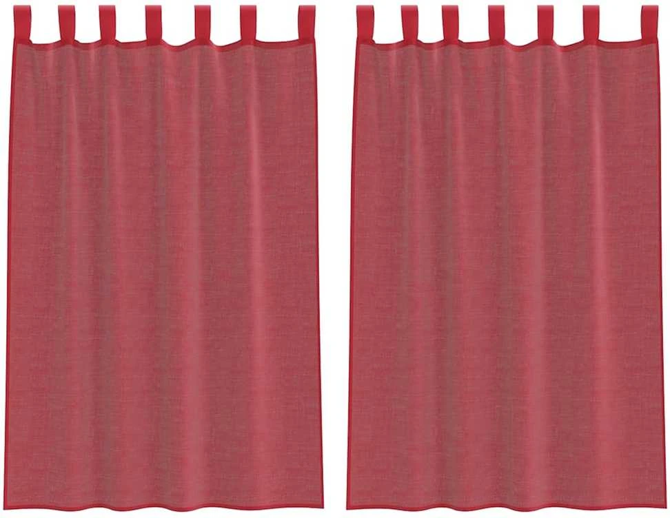 Voile užuolaidos su strypų kišenėmis, 2vnt., raudonojo vyno sp.