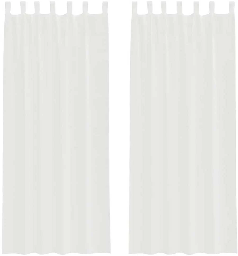 Voile užuolaidos su strypų kišenėmis, 2vnt., baltos spalvos