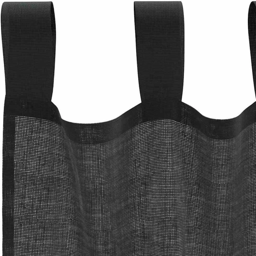 Voile užuolaidos su strypų kišenėmis, 2vnt., juodos spalvos
