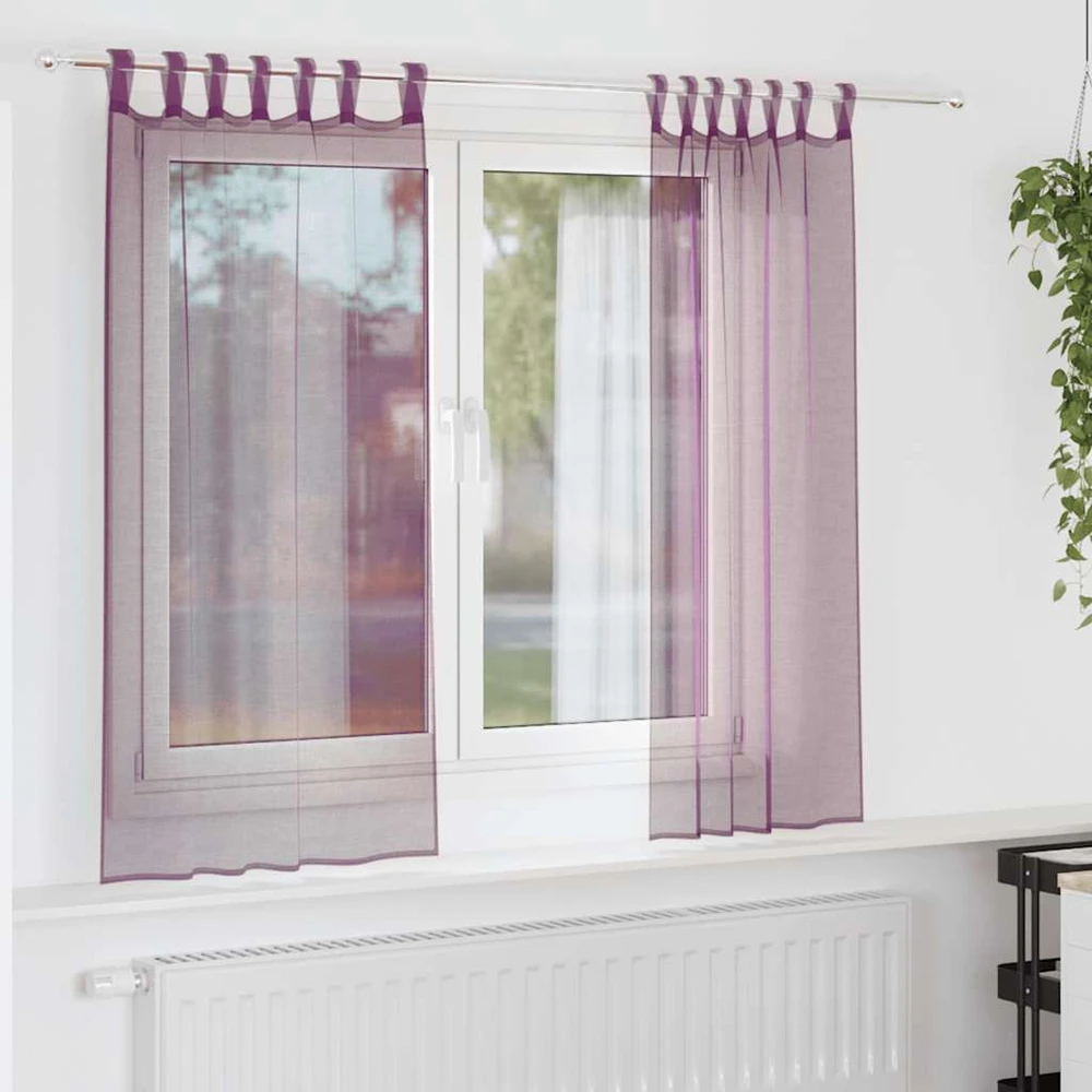 Voilės užuolaidos su kilpelėmis, 2 vnt., violetinės, 140x175 cm