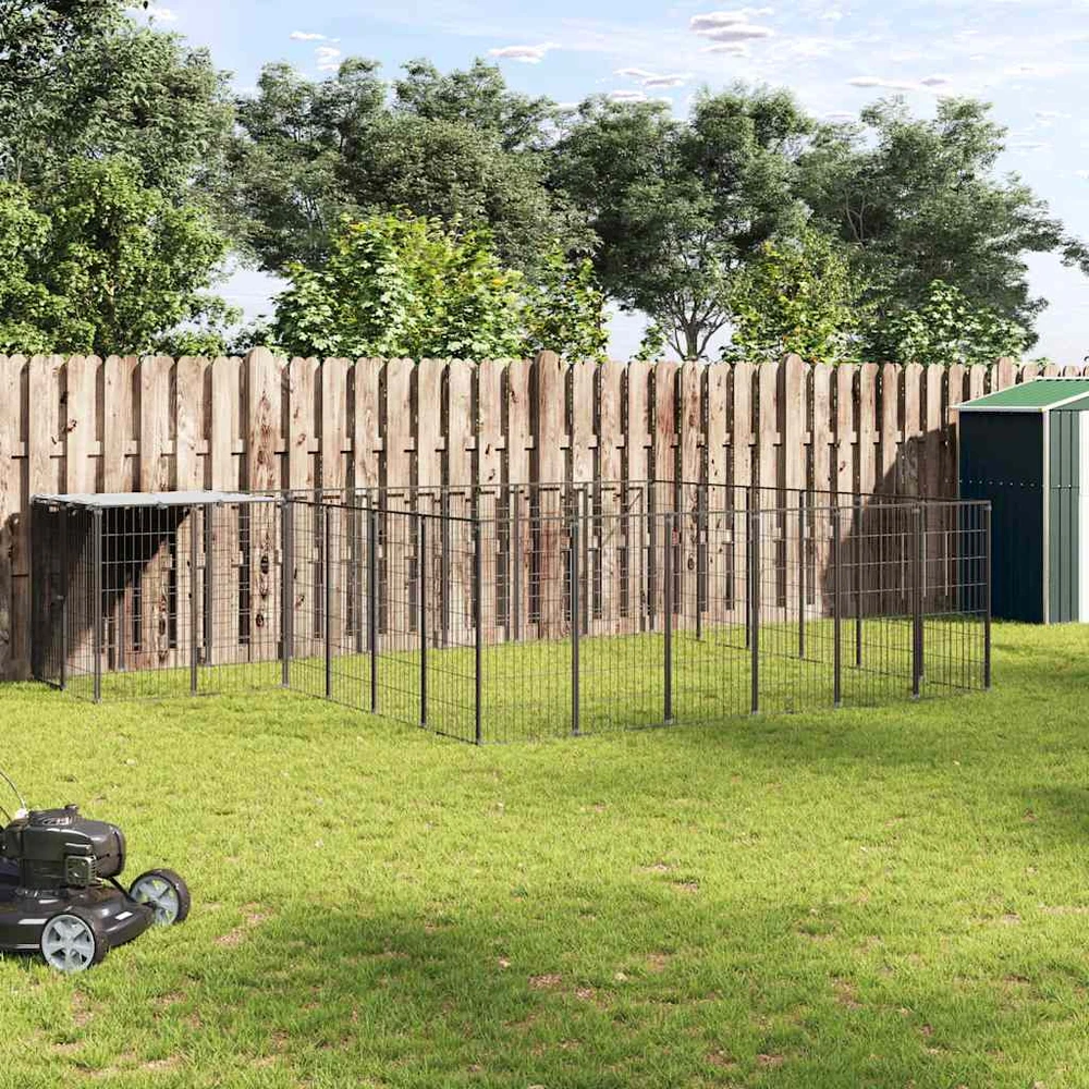 Voljeras šunims, juodos spalvos, 12,1 m², plienas