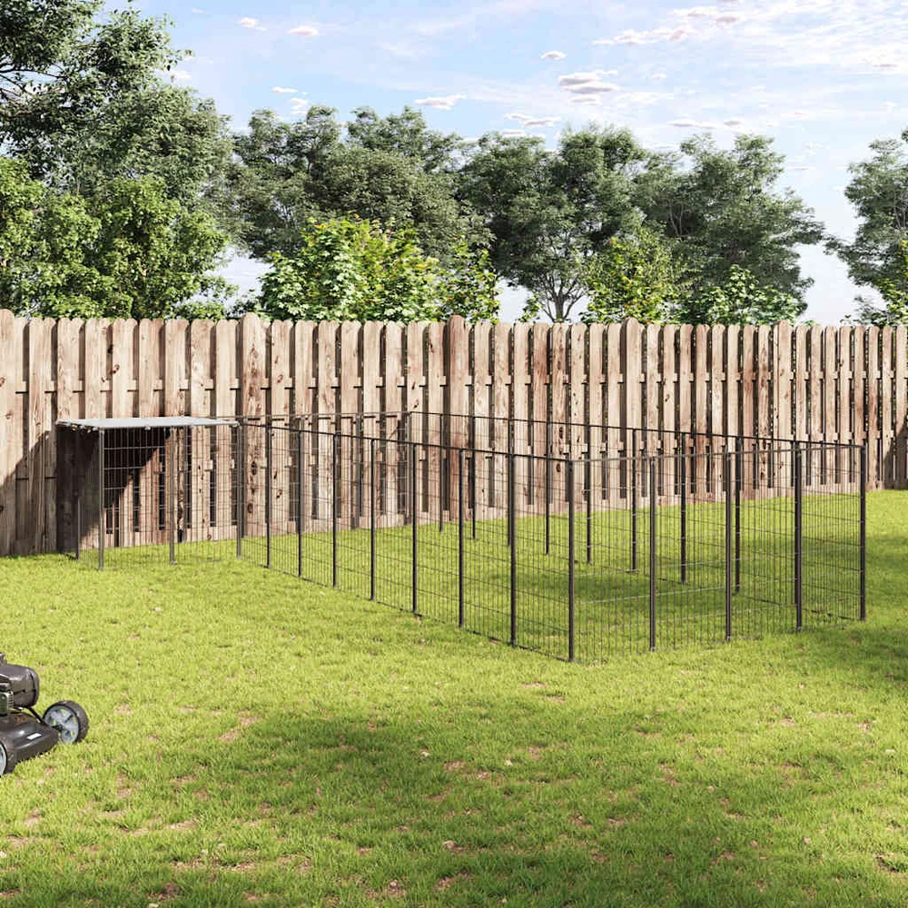 Voljeras šunims, juodos spalvos, 13,31m², plienas