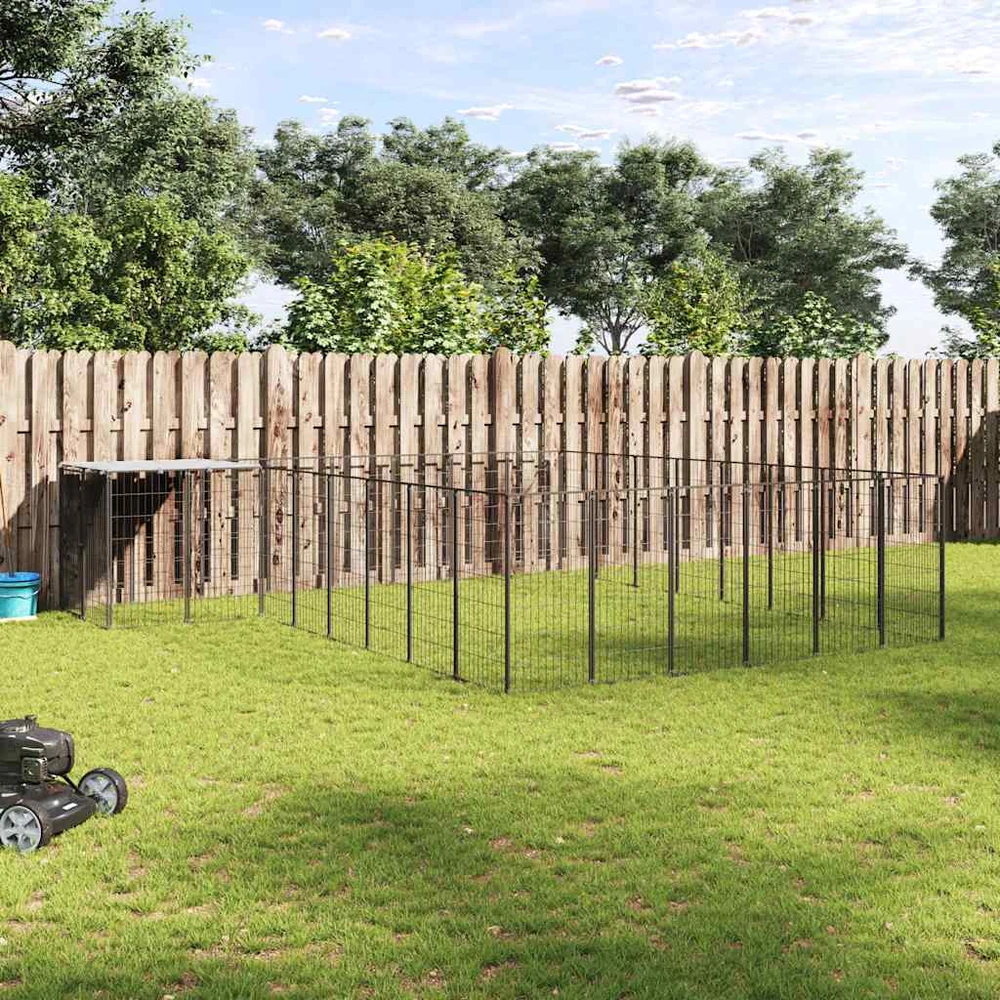 Voljeras šunims, juodos spalvos, 15,73 m², plienas