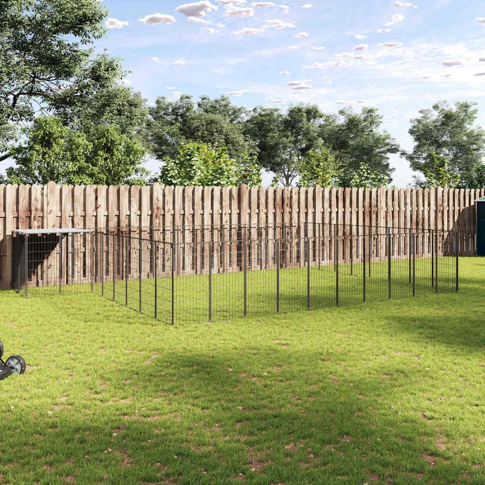 Voljeras šunims, juodos spalvos, 25,41 m², plienas