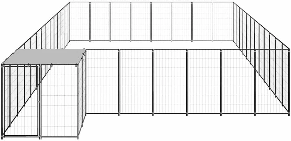 Voljeras šunims, juodos spalvos, 30,25 m², plienas
