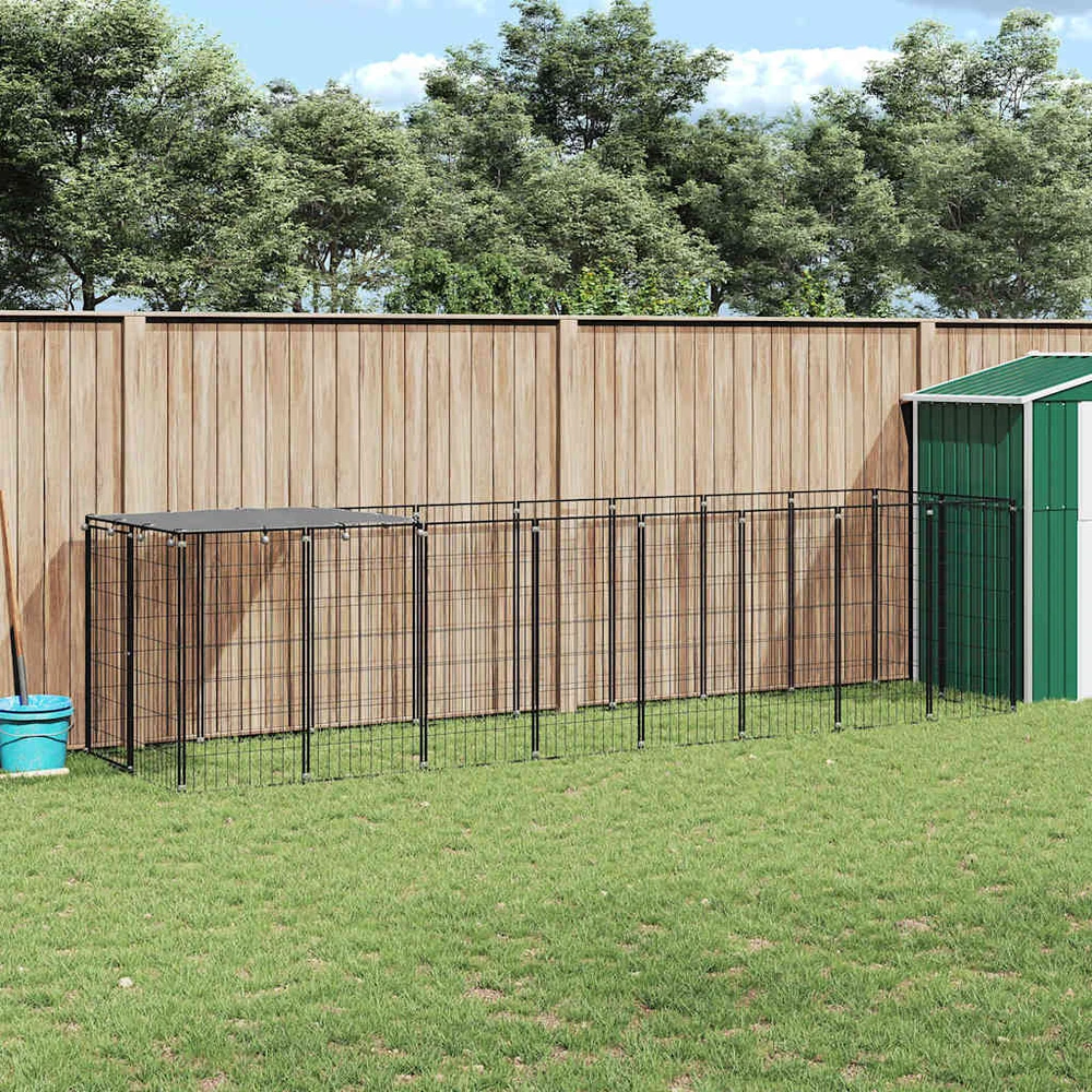 Voljeras šunims, juodos spalvos, 4,84 m², plienas