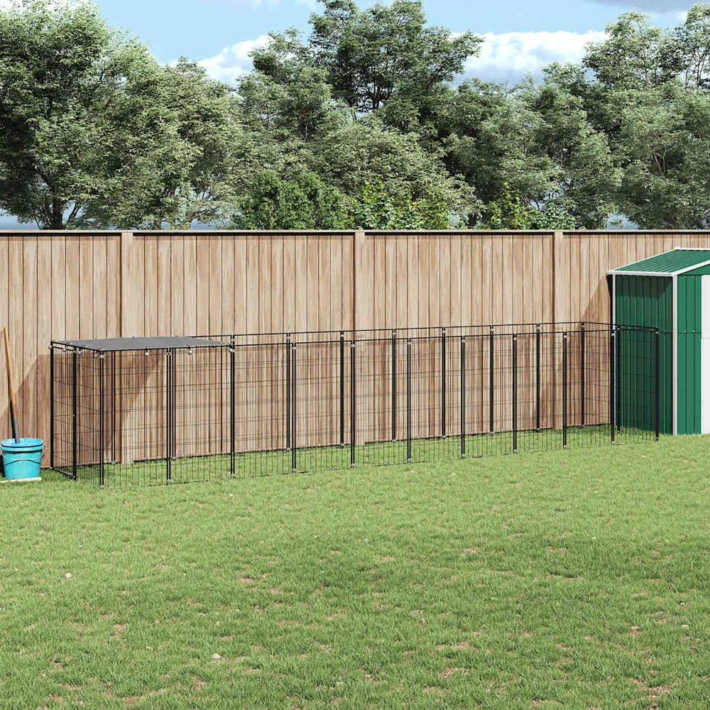 Voljeras šunims, juodos spalvos, 6,05 m², plienas