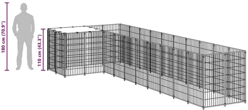 Voljeras šunims, juodos spalvos, 7,26m², plienas