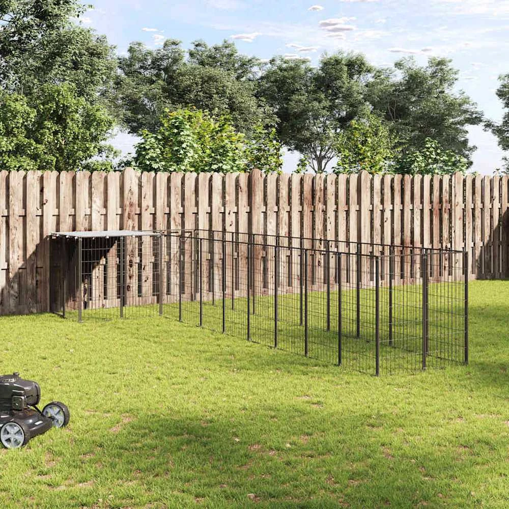 Voljeras šunims, juodos spalvos, 7,26m², plienas