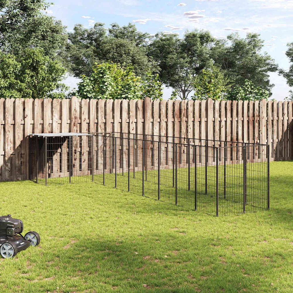 Voljeras šunims, juodos spalvos, 7,26m², plienas