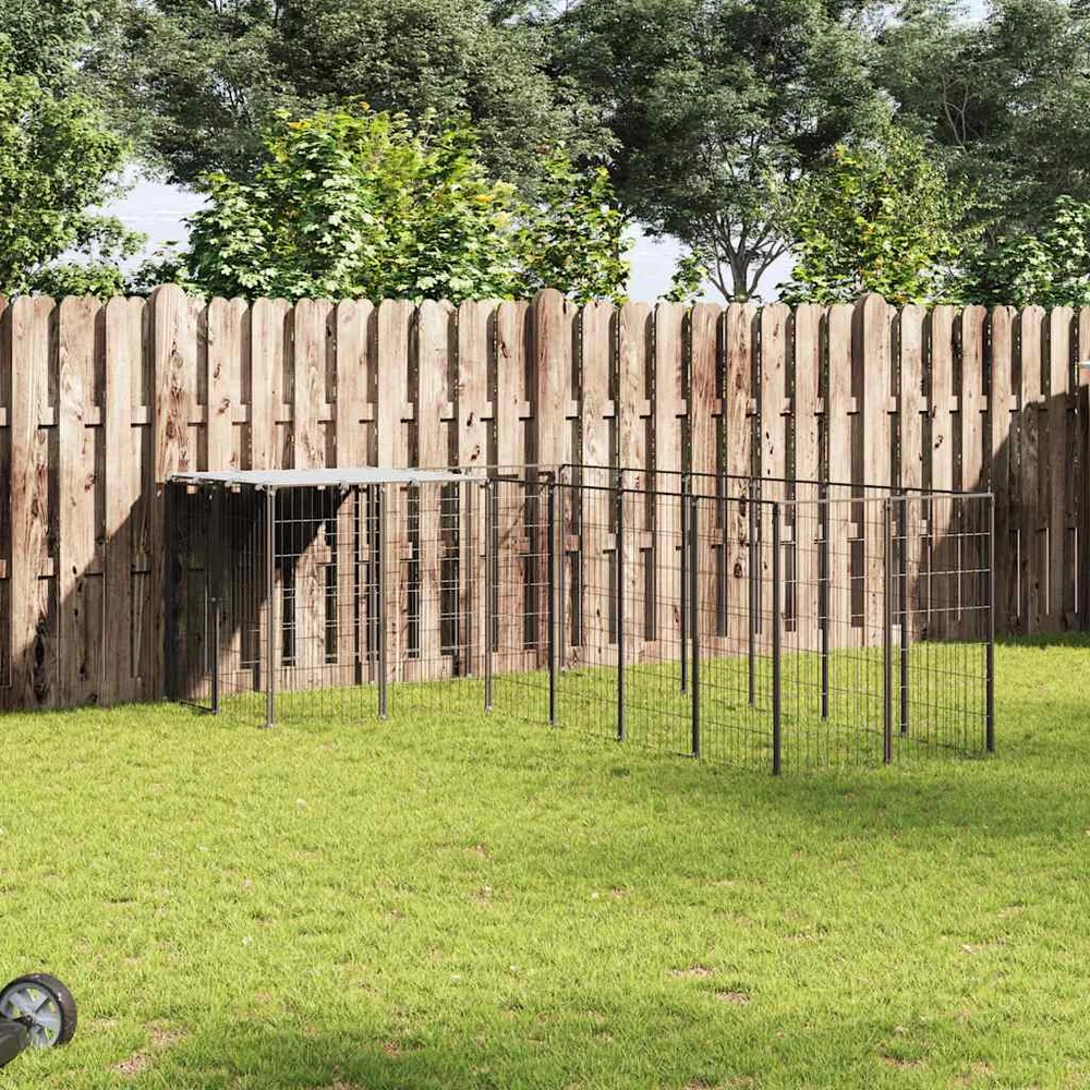 Voljeras šunims, juodos spalvos, 8,47 m², plienas