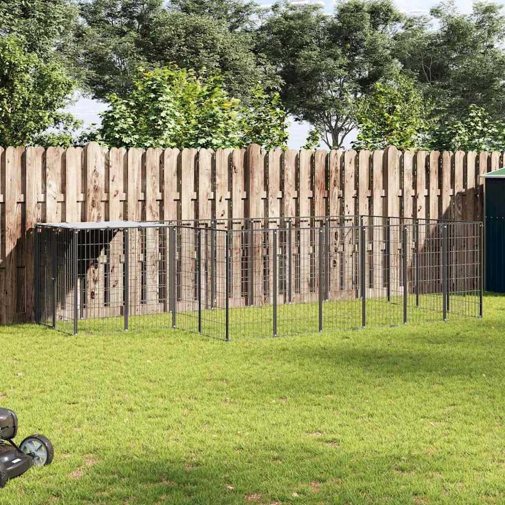 Voljeras šunims, juodos spalvos, 8,47 m², plienas