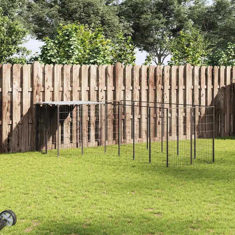 Voljeras šunims, juodos spalvos, 8,47 m², plienas