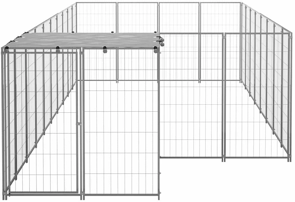 Voljeras šunims, sidabrinės spalvos, 10,89 m², plienas