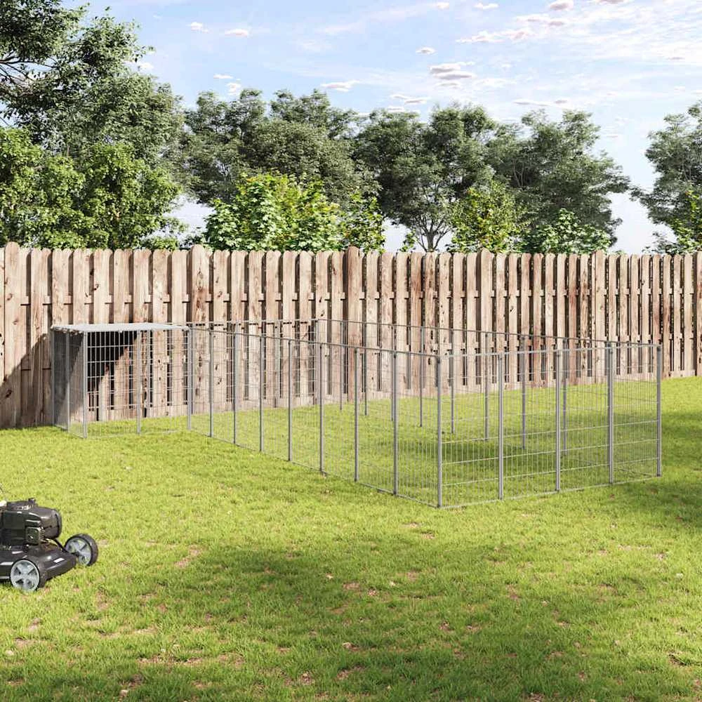 Voljeras šunims, sidabrinės spalvos, 13,31m², plienas