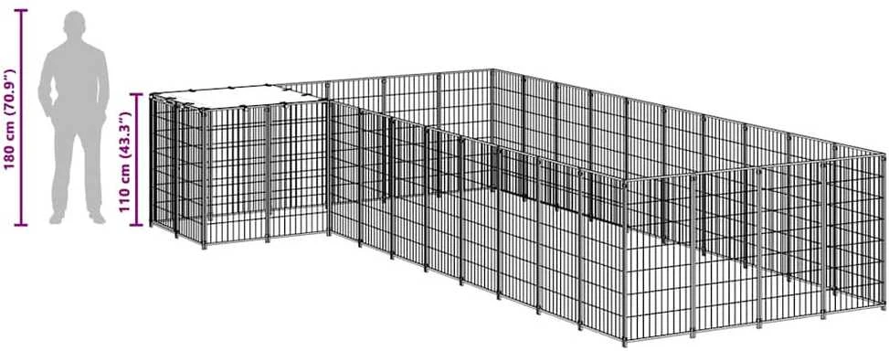 Voljeras šunims, sidabrinės spalvos, 13,31m², plienas