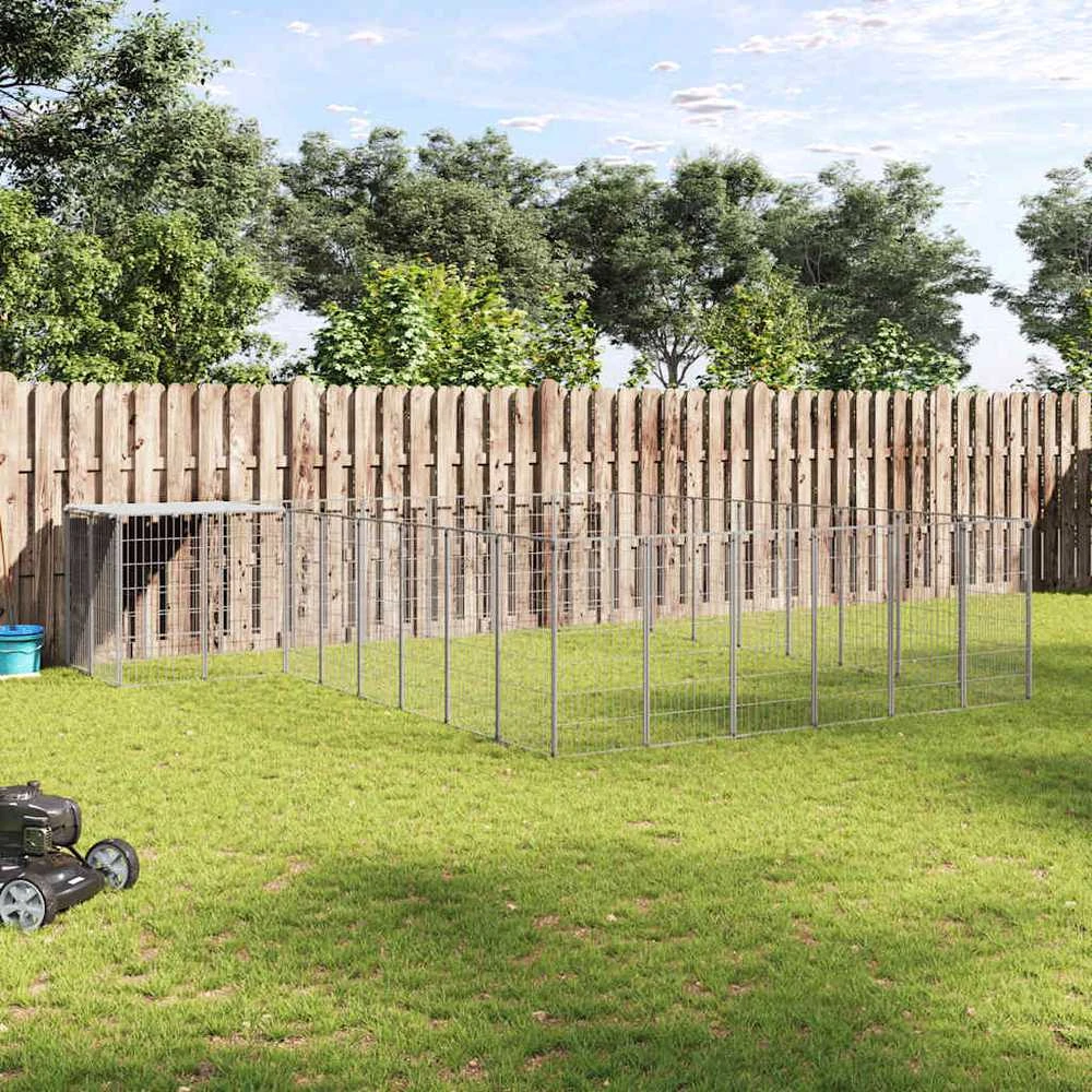 Voljeras šunims, sidabrinės spalvos, 15,73 m², plienas