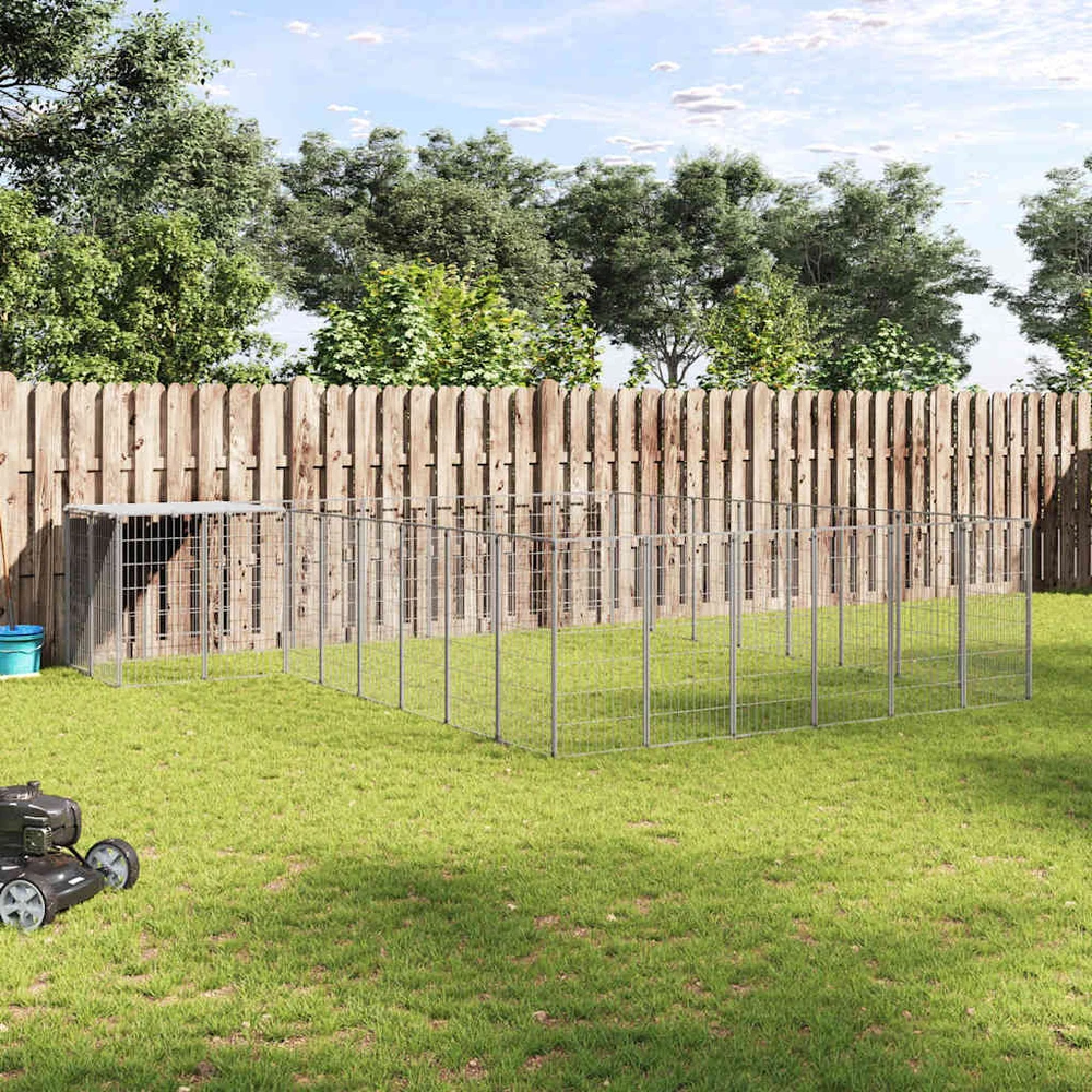 Voljeras šunims, sidabrinės spalvos, 15,73 m², plienas