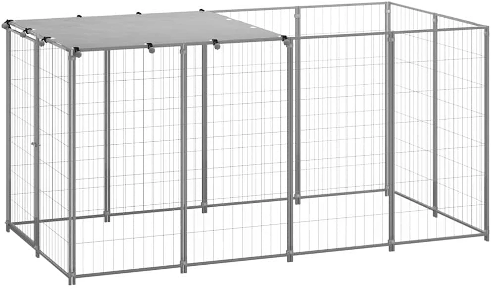 Voljeras šunims, sidabrinės spalvos, 2,42 m², plienas