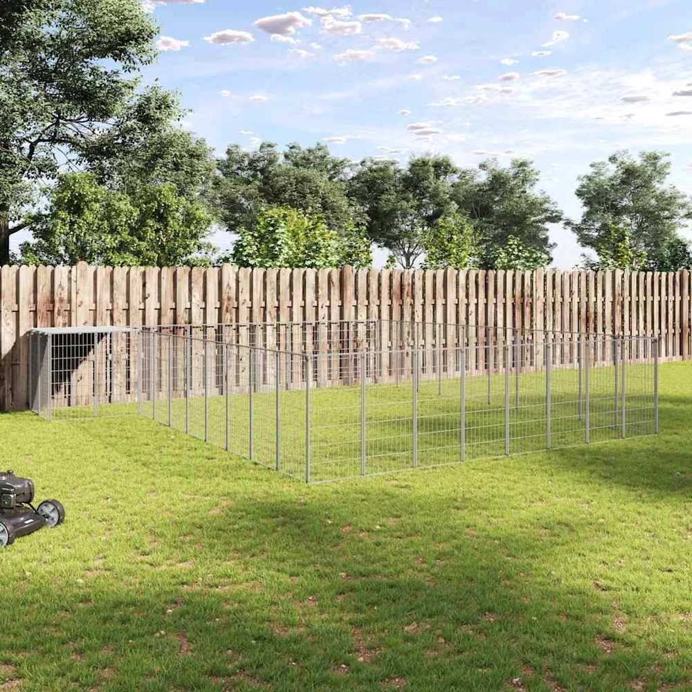 Voljeras šunims, sidabrinės spalvos, 25,41 m², plienas