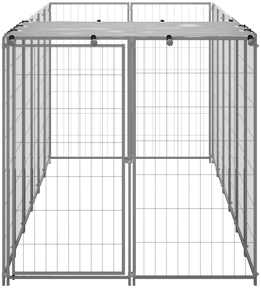 Voljeras šunims, sidabrinės spalvos, 330x110x110cm, plienas