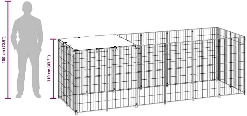 Voljeras šunims, sidabrinės spalvos, 330x110x110cm, plienas