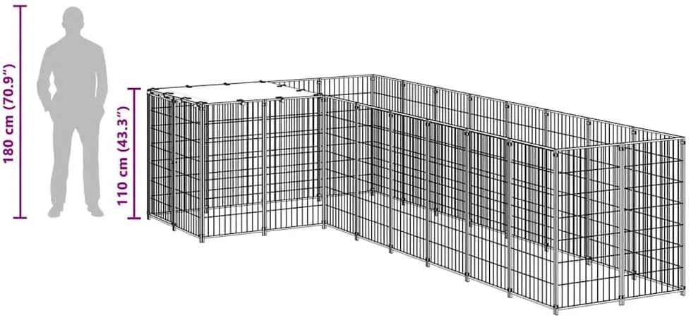 Voljeras šunims, sidabrinės spalvos, 6,05 m², plienas