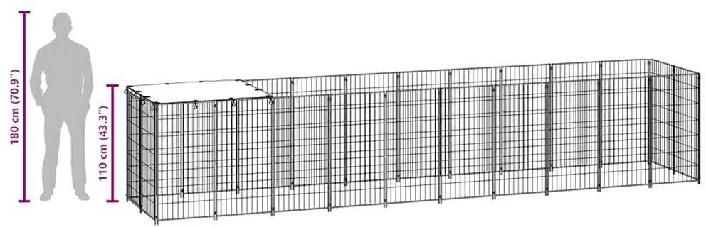Voljeras šunims, sidabrinės spalvos, 6,05 m², plienas