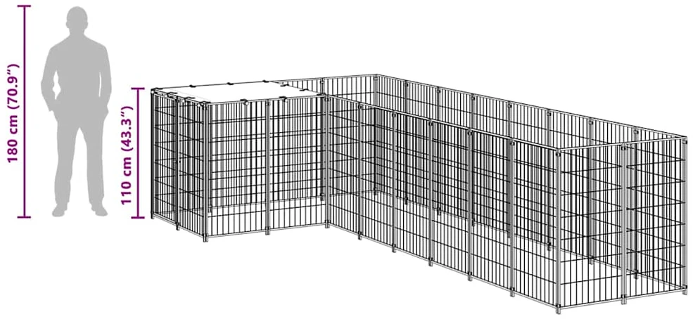 Voljeras šunims, sidabrinės spalvos, 6,05 m², plienas
