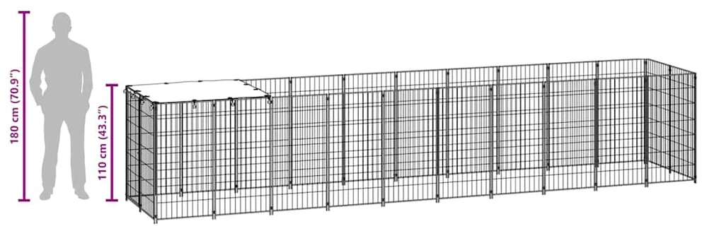 Voljeras šunims, sidabrinės spalvos, 6,05 m², plienas