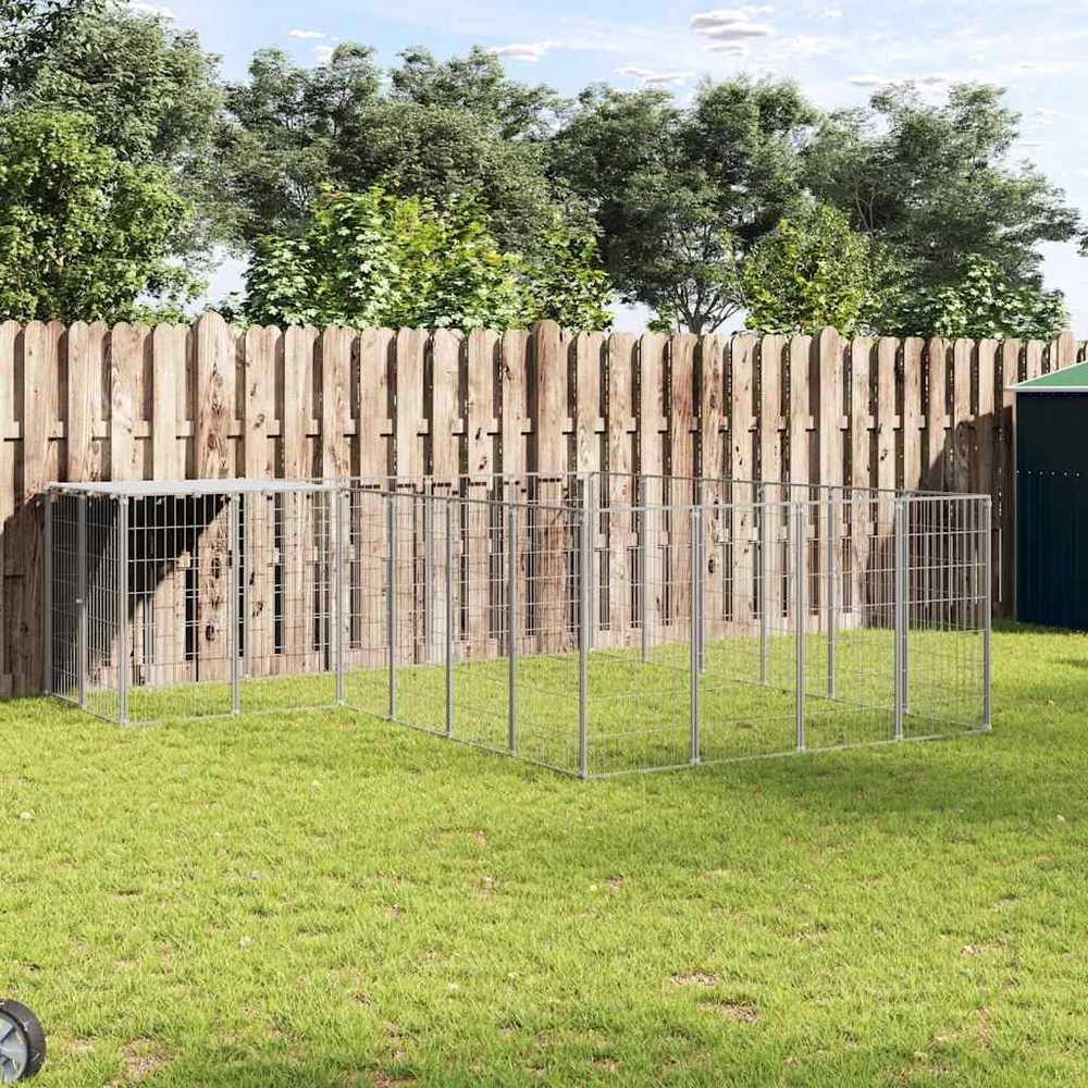 Voljeras šunims, sidabrinės spalvos, 8,47 m², plienas