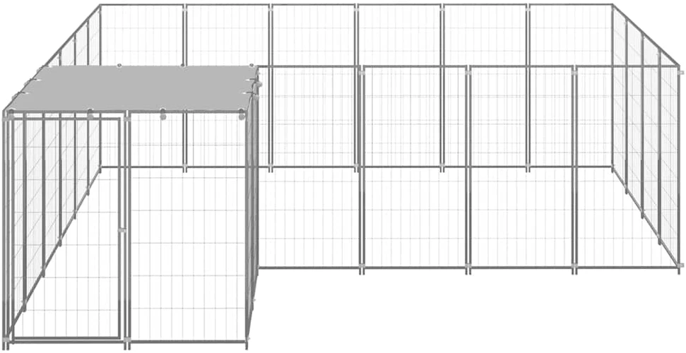 Voljeras šunims, sidabrinės spalvos, 8,47 m², plienas