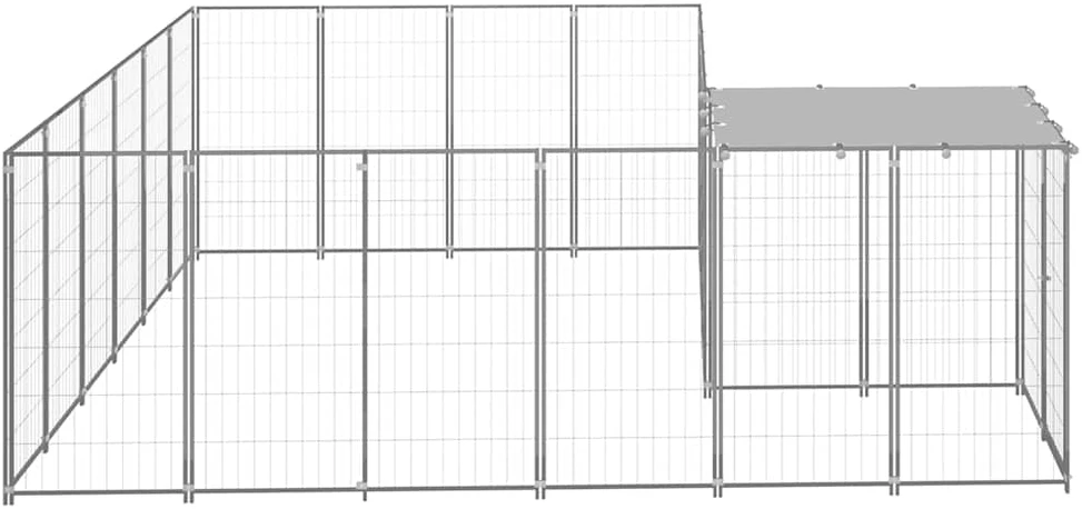 Voljeras šunims, sidabrinės spalvos, 8,47 m², plienas