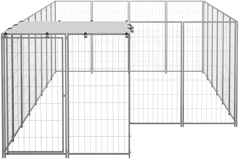 Voljeras šunims, sidabrinės spalvos, 8,47 m², plienas